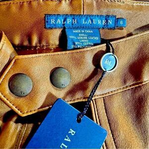 Ralph Lauren Fall 2013 Leather Moto Skinnies with Lacing New with Tags
